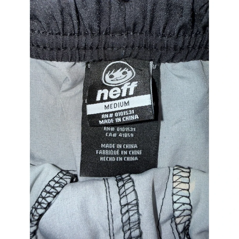 Neff Kids Med Swim Trunks Black Rubber Duck Sunglasses Peace Sign Board Shorts